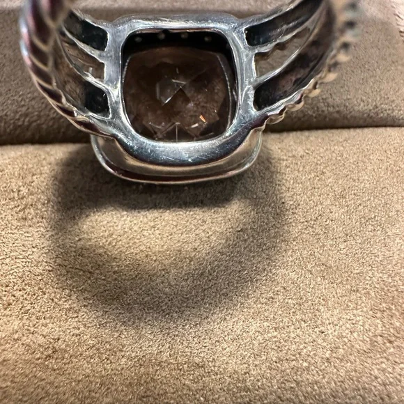 David Yurman Albion 11mm Morganite SS Ring w/Midnight Melange Diamonds - Size 6 - Picture 6 of 9